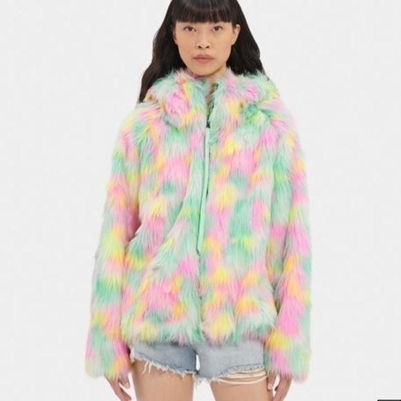 UGG Jackets & Blazers - UGG WOMEN’S CLOVE FAUX FUR JACKET IN LEMON LIME AURA